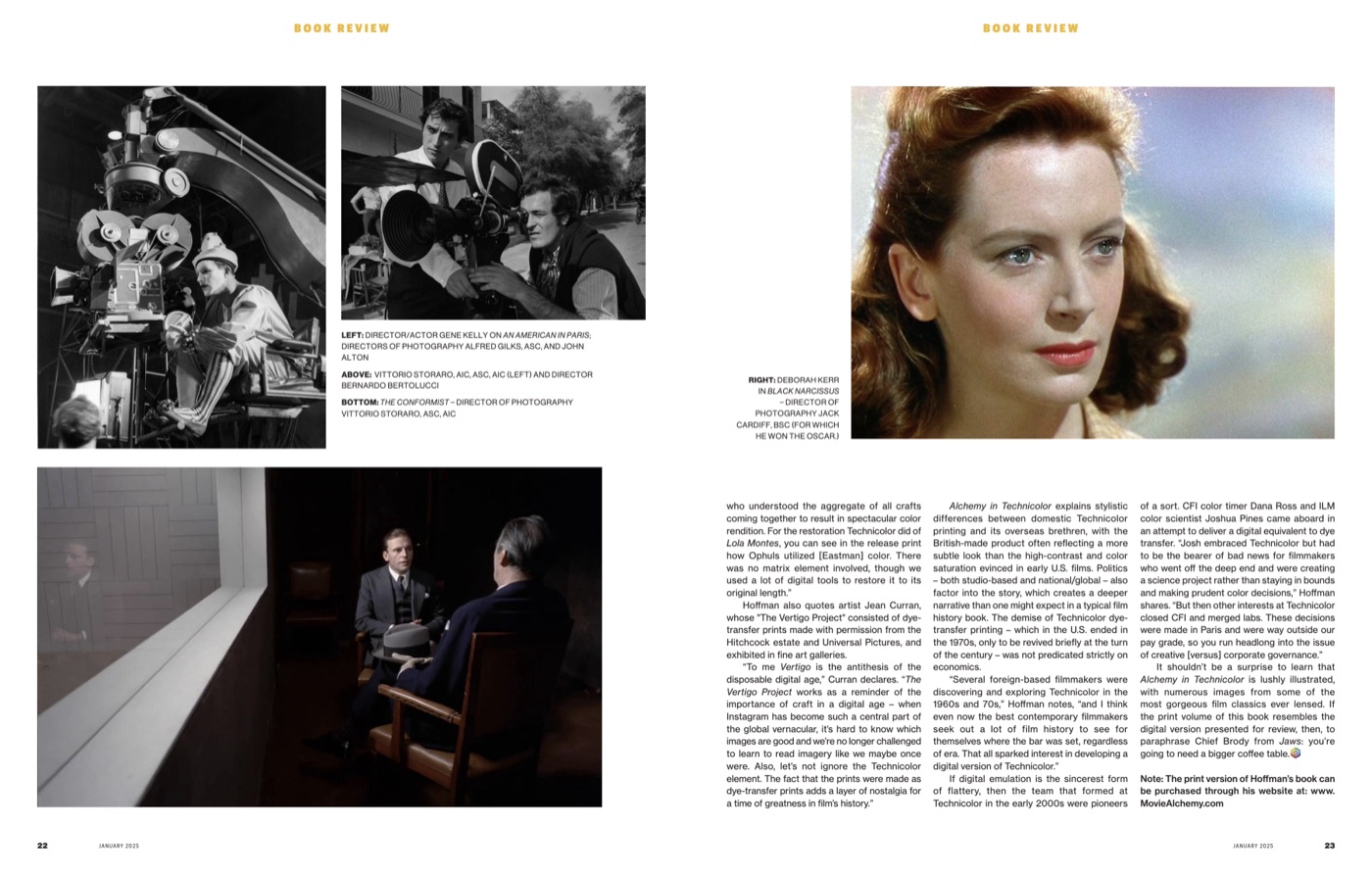 ICG Magazine, January 2025: second spread of Kevin Martin's feature on Alchemy in Technicolor